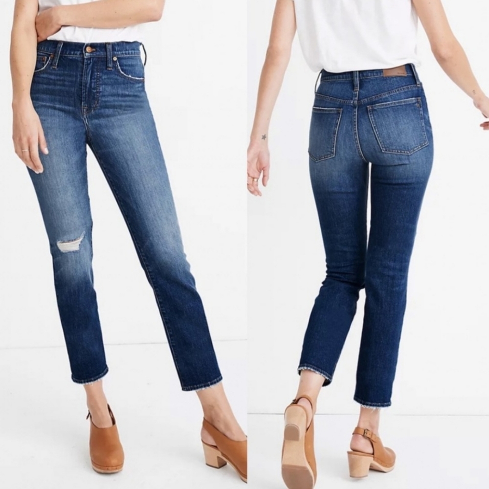 MADEWELL The Perfect Vintage Crop Jeans Bellbrook Wash Comfort Stretch E…